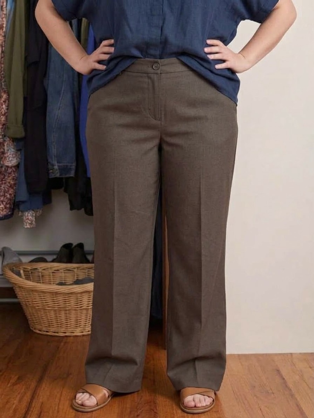 NWOT Coldwater Creek Natural Fit Trouser Pants Size 20 Brown Straight Leg NEW